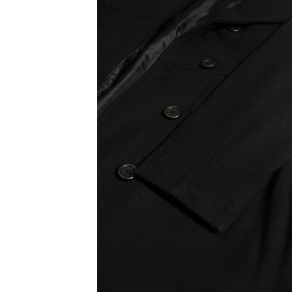Kaia Black Long wool Trench coat