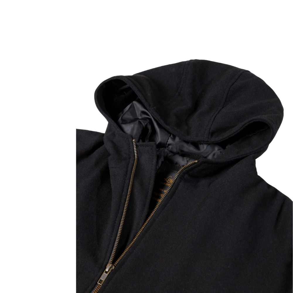 Maddox Black hooded long wool coat