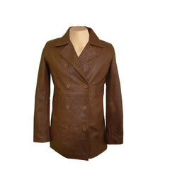 Corrina's Camel Leather Peacoat