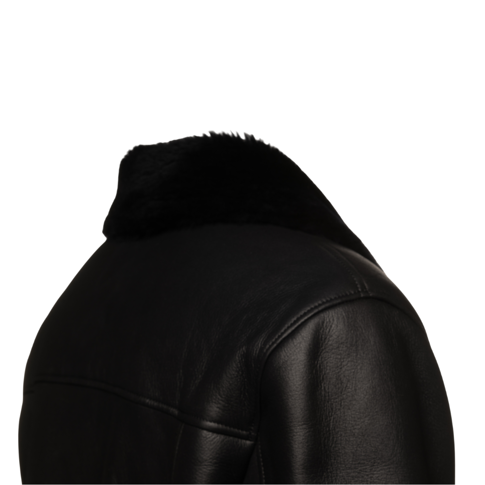 Christian black shearling car coat