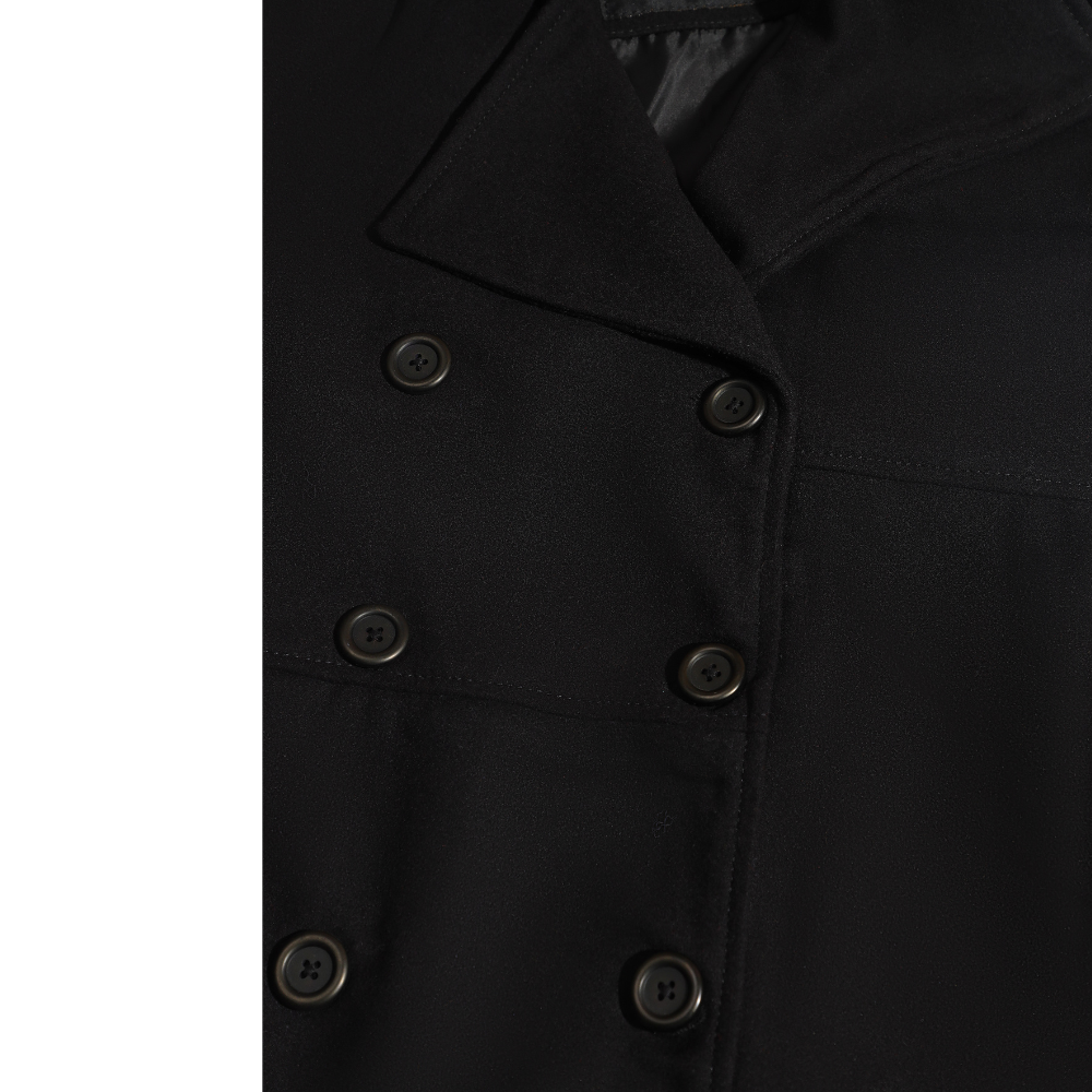 Kaia Black Long wool Trench coat