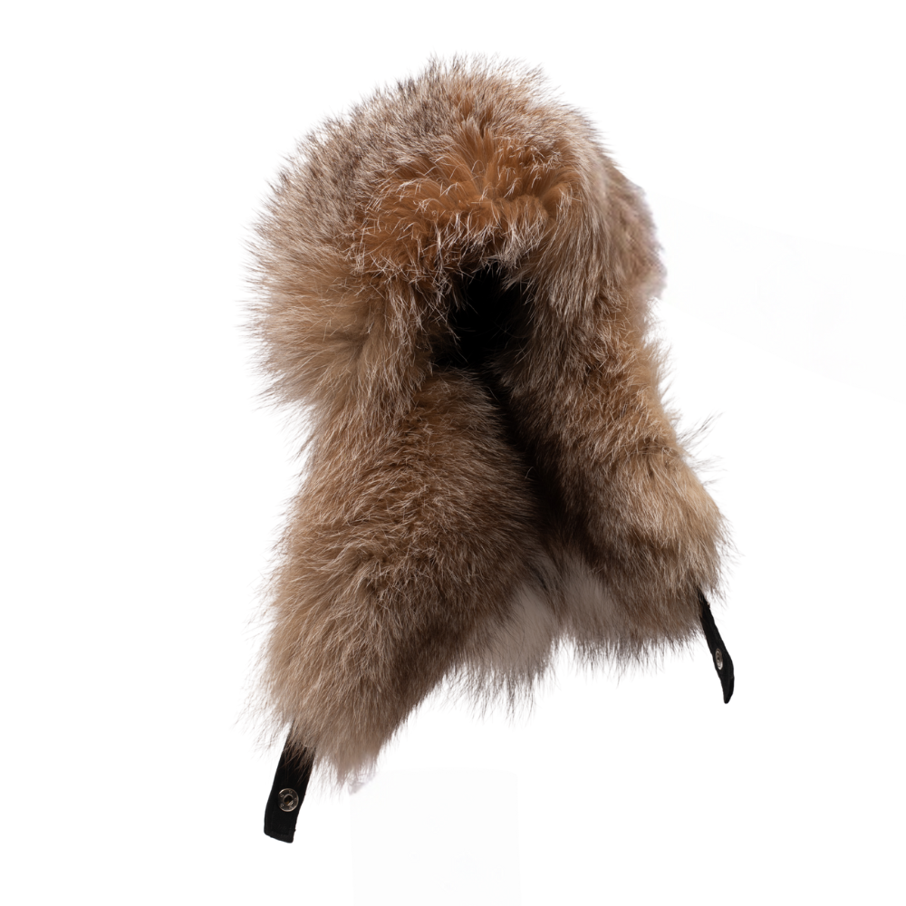 Fox fur and leather Aviator hat