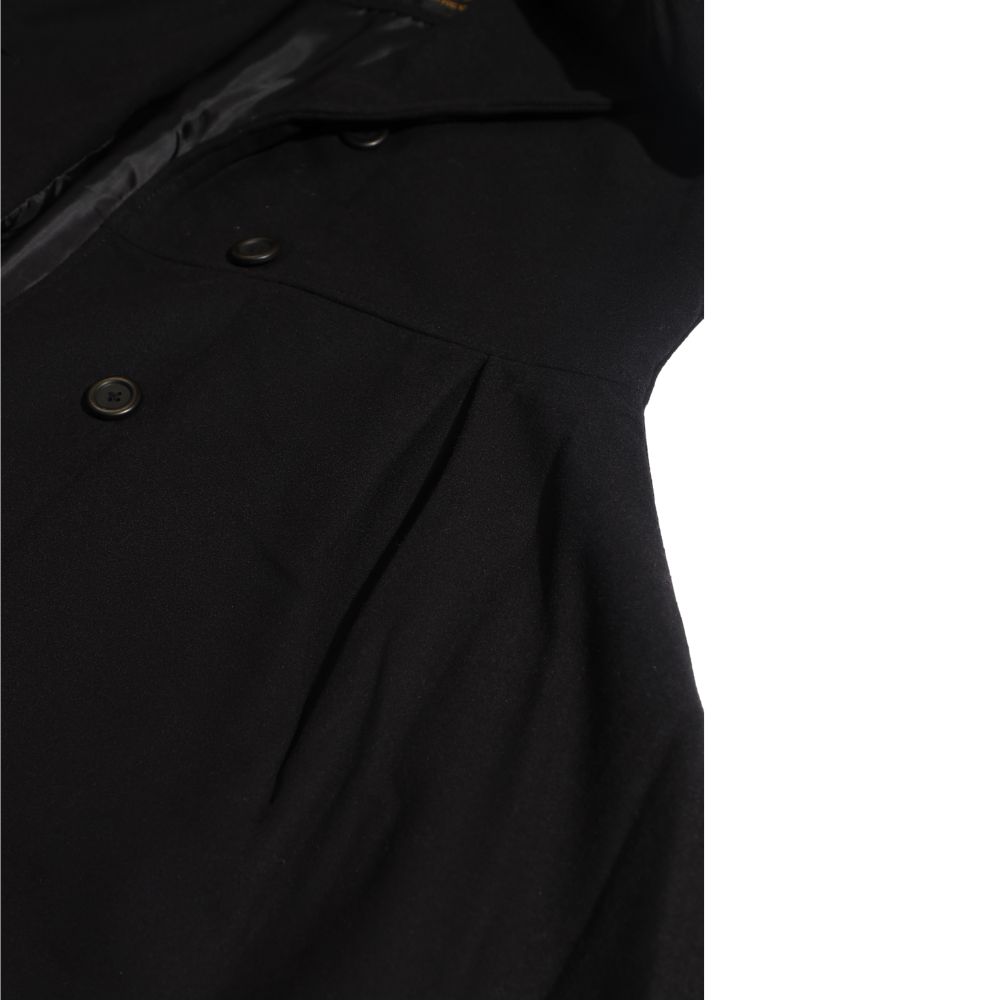Kaia Black Long wool Trench coat