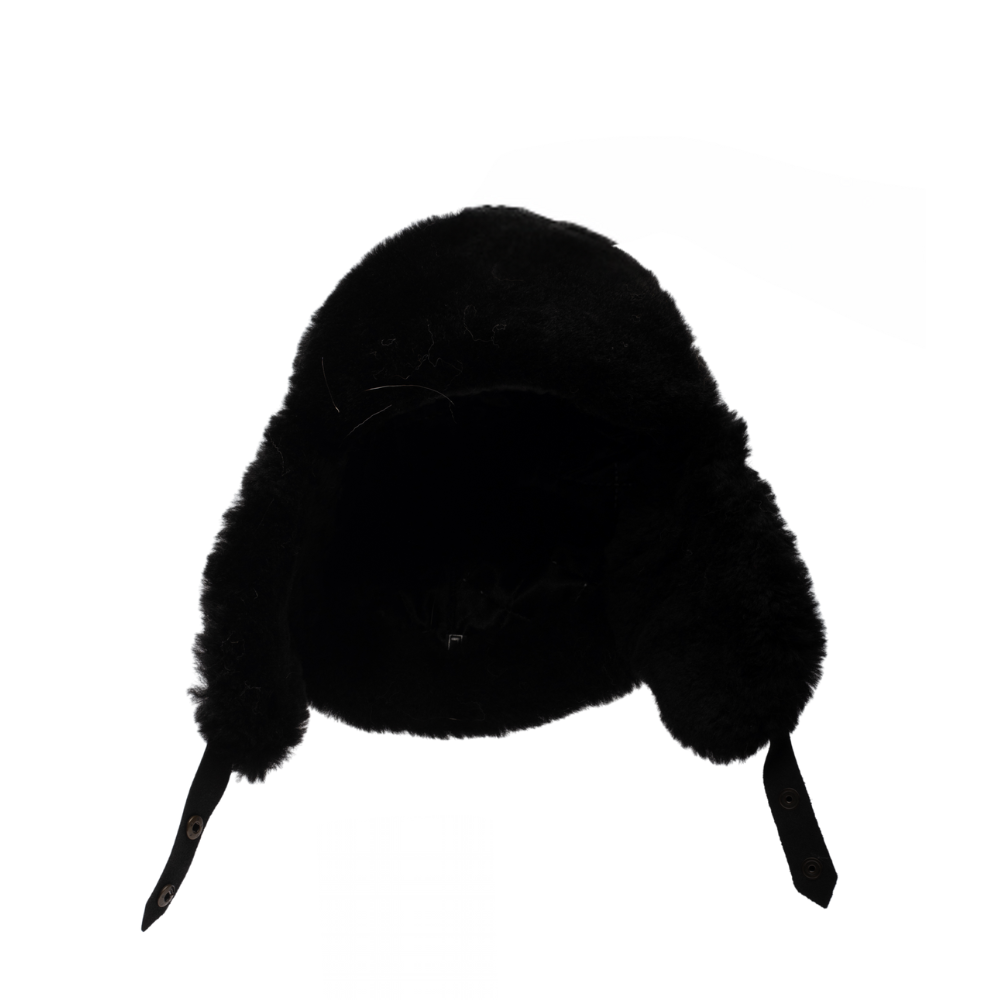 Black sheepskin shearling Aviator Hat