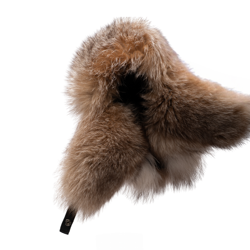 Fox fur and leather Aviator hat