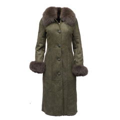Caitlan's Shearling Sheepskin Full Length Long Coat With Fox Fur