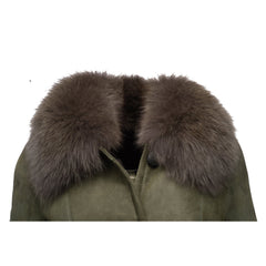Caitlan's Shearling Sheepskin Full Length Long Coat With Fox Fur