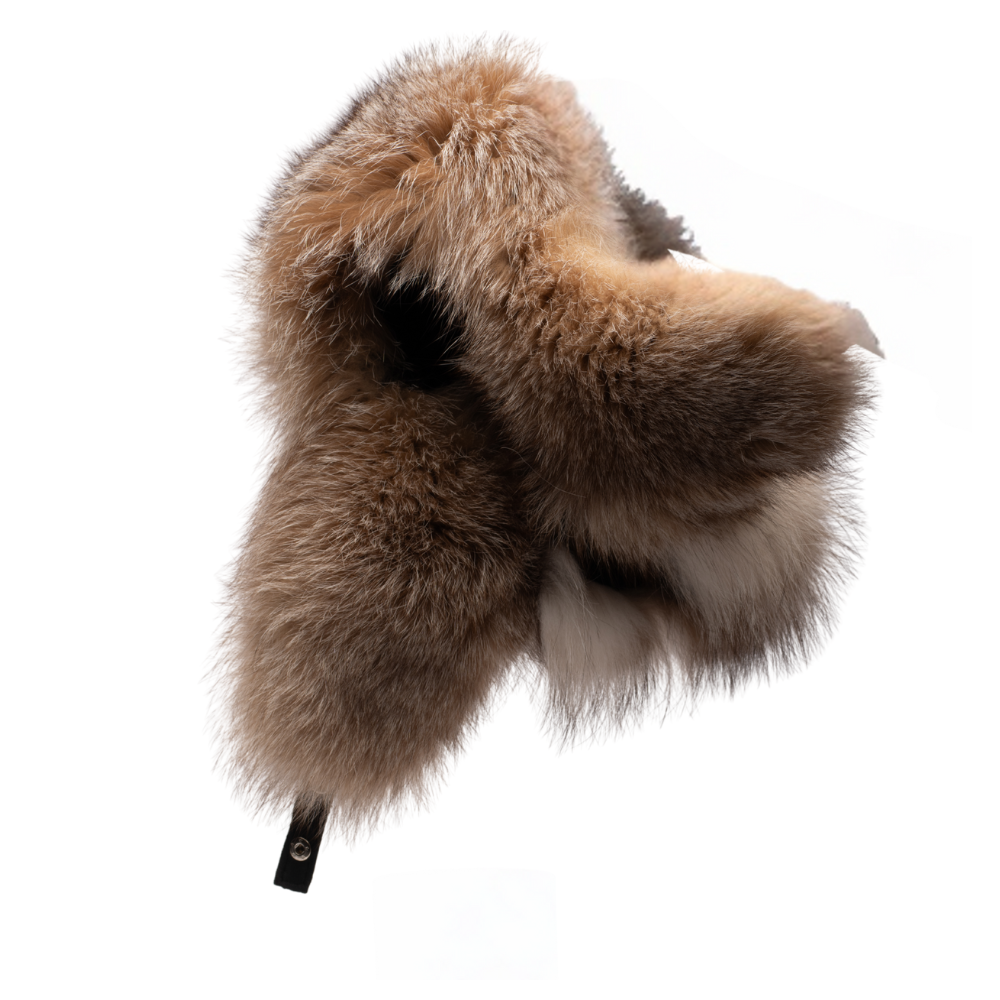 Fox fur and leather Aviator hat