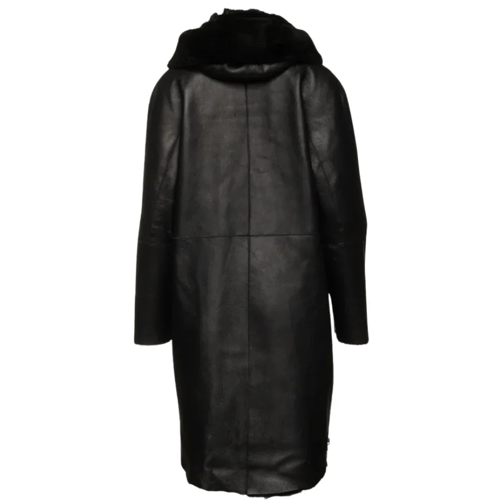 Avalon Black Oversized Reversible Sheepskin Long Coat