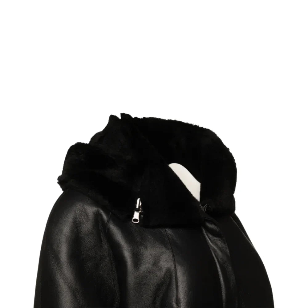 Avalon Black Oversized Reversible Sheepskin Long Coat