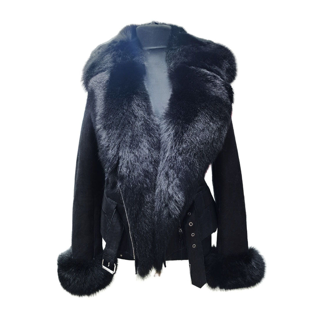 Azalea shearling jacket with large fox fur
