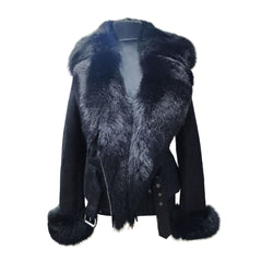 Azalea shearling jacket with large fox fur