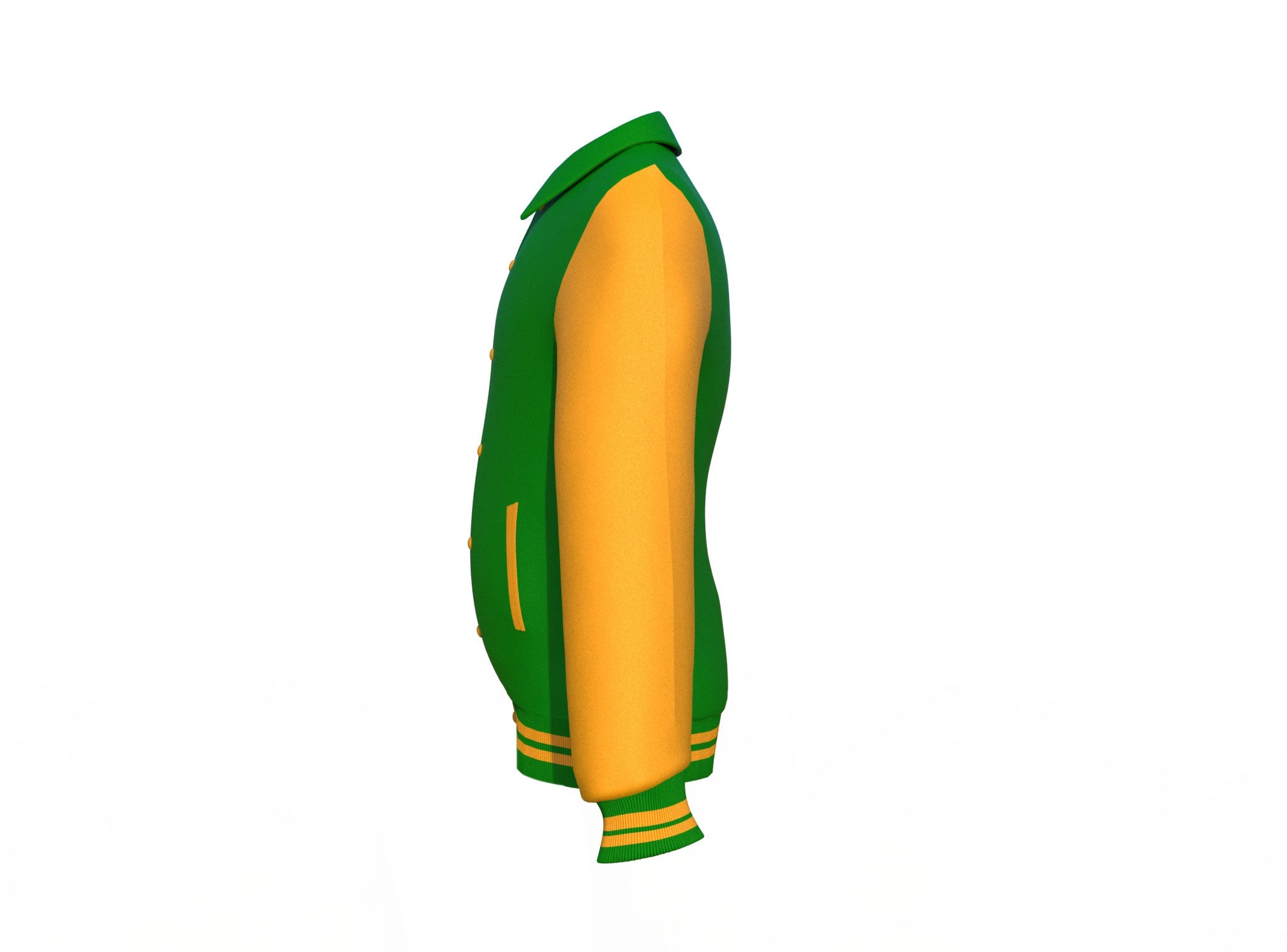 Dark Green Varsity Letterman Jacket with Gold Sleeves