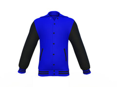 Blue Varsity Letterman Jacket with Black Sleeves