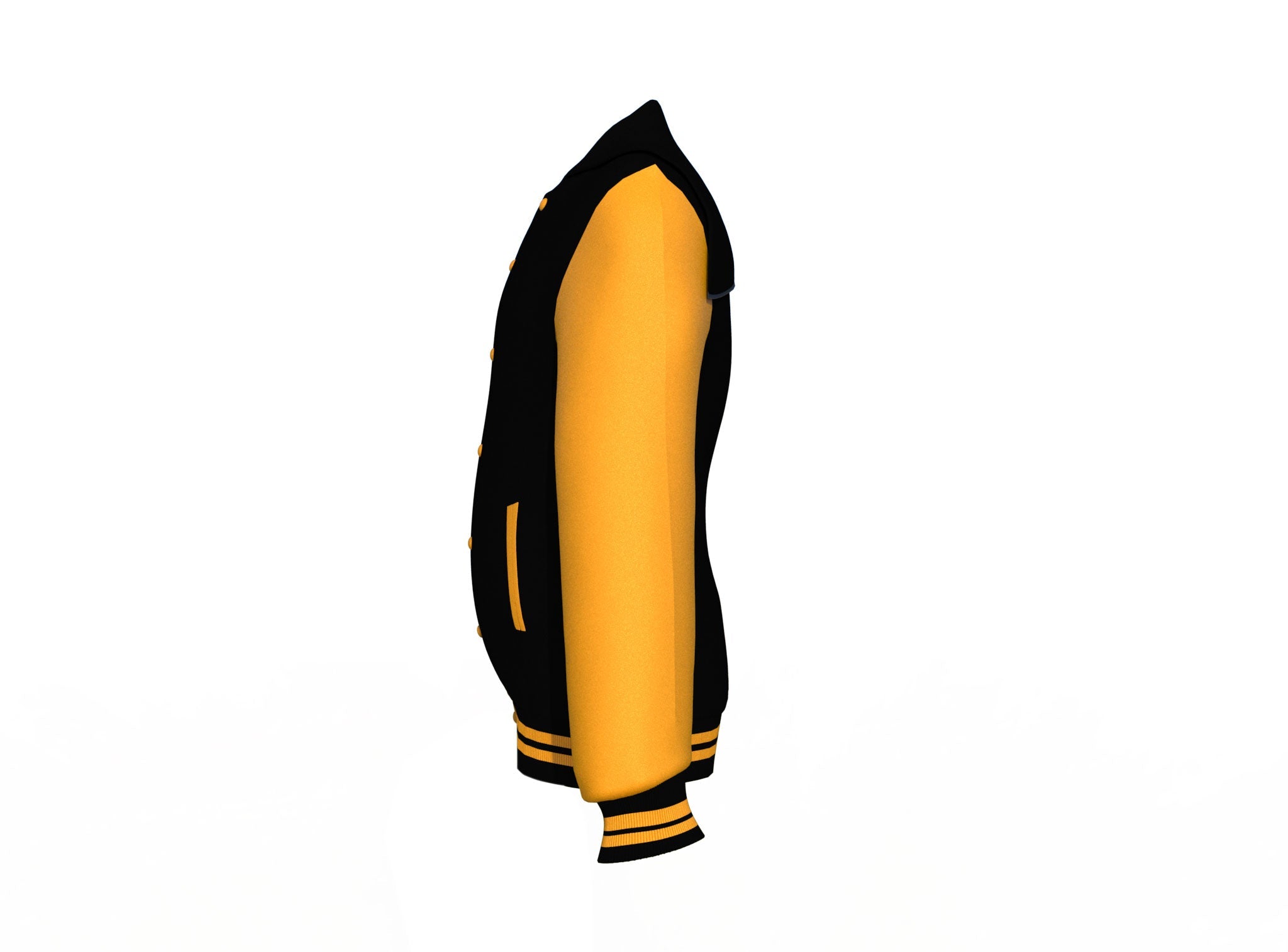 Black Varsity Letterman Jacket with Gold Sleeves