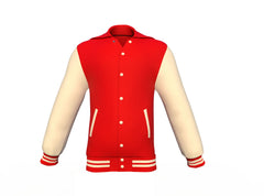 Red Varsity Letterman Jacket with Cream Sleeves