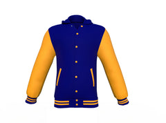 Navy Varsity Letterman Jacket with Gold Sleeves
