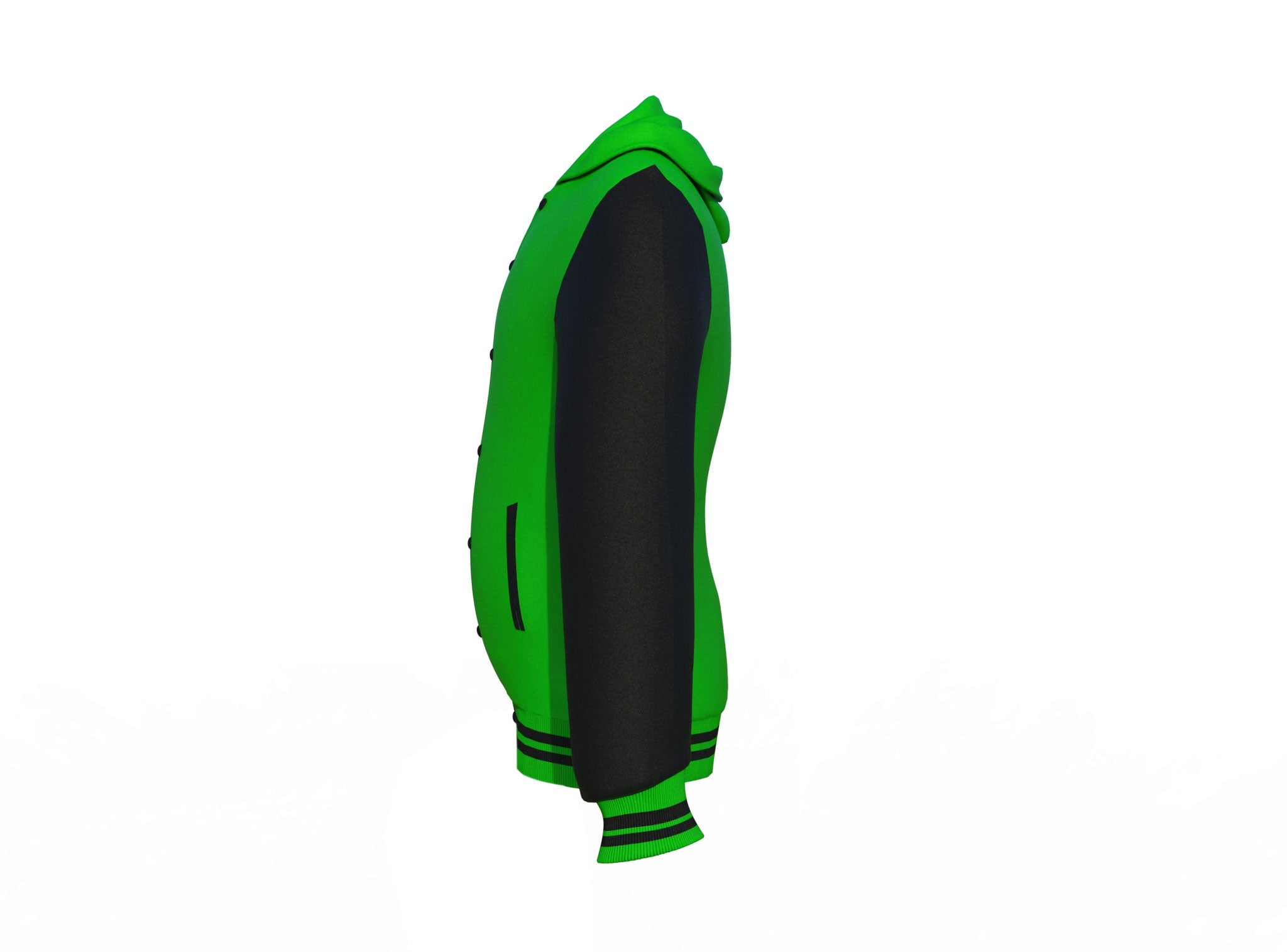 Light Green Varsity Letterman Jacket with Black Sleeves