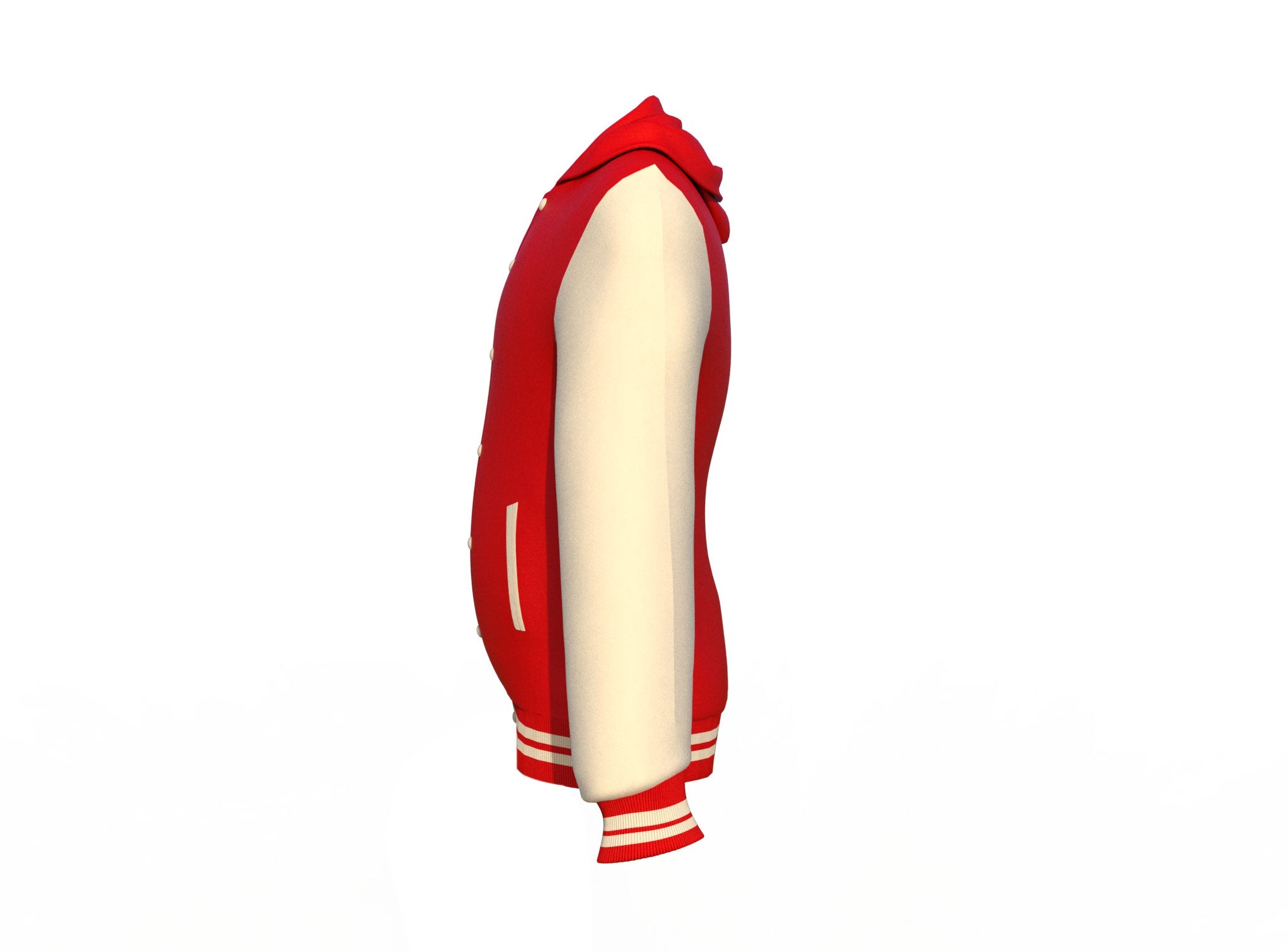 Red Varsity Letterman Jacket with Cream Sleeves
