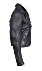Nyah's Biker Style Jacket With Ribbed Sleeves