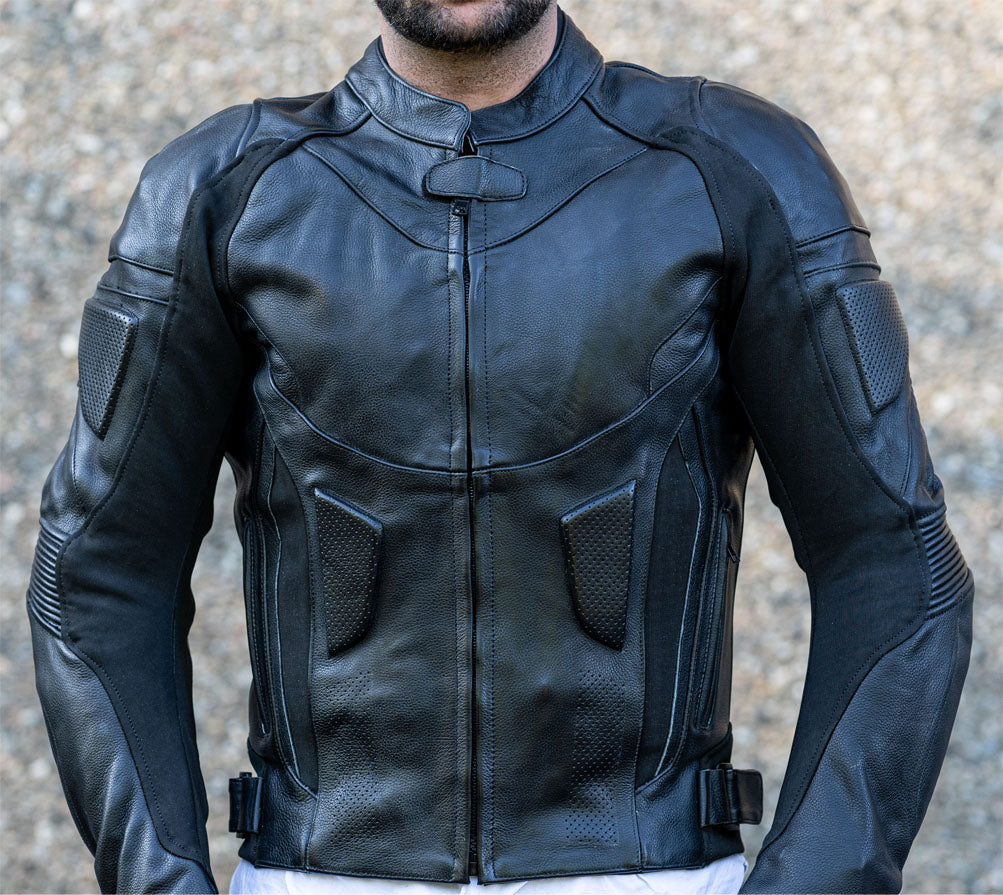 Airflow 2.0 Black Armored Leather Motorcycle Jacket