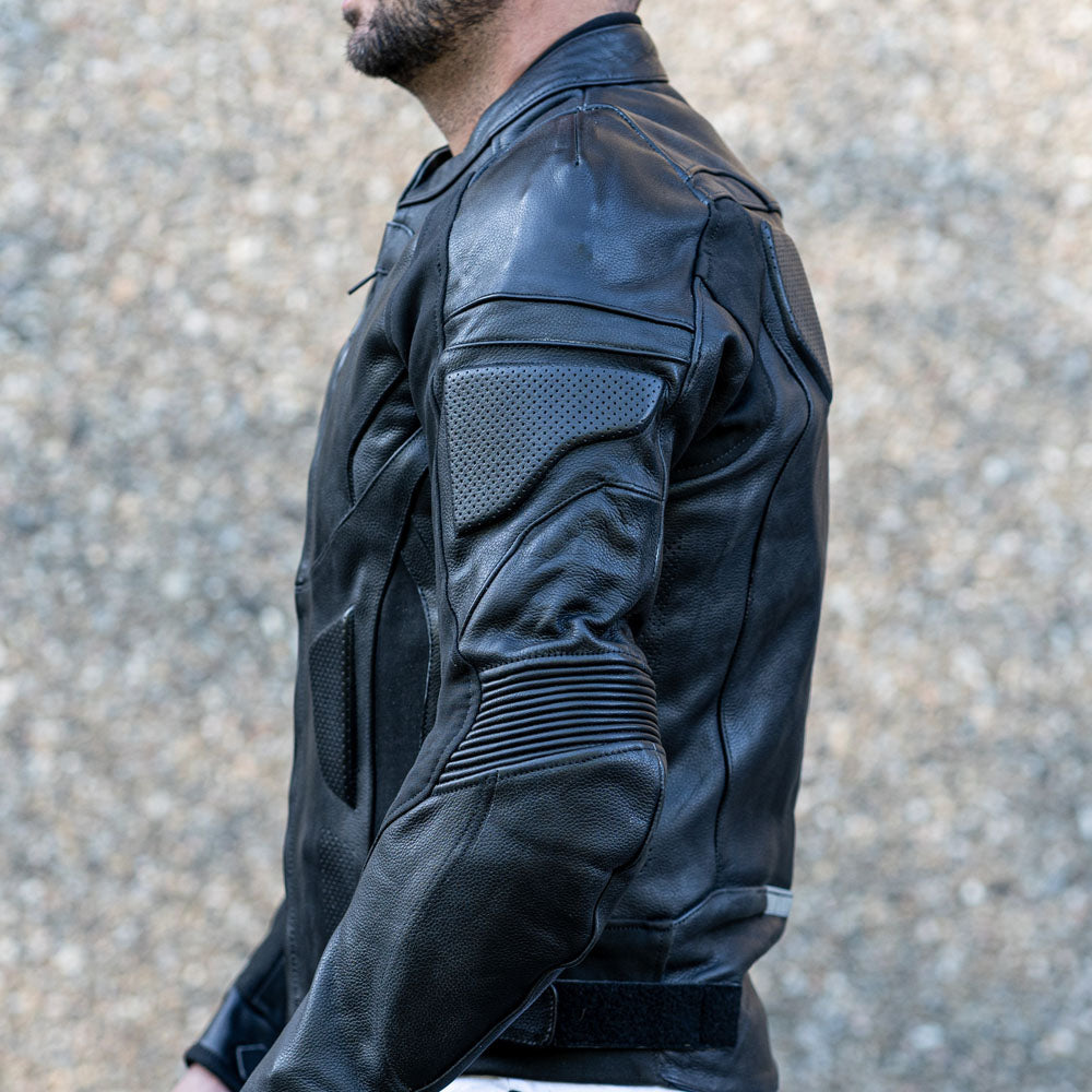 Airflow 2.0 Black Armored Leather Motorcycle Jacket