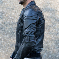 Airflow 2.0 Black Armored Leather Motorcycle Jacket