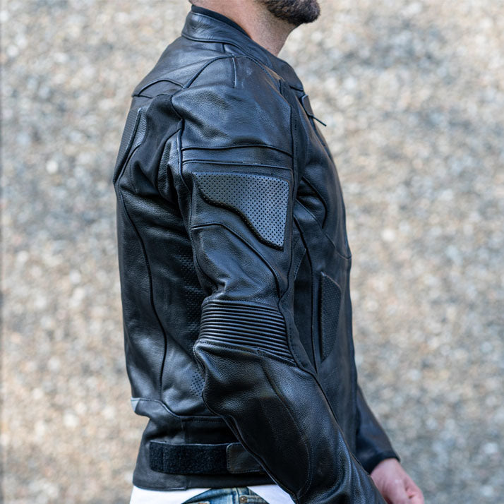 Airflow 2.0 Black Armored Leather Motorcycle Jacket