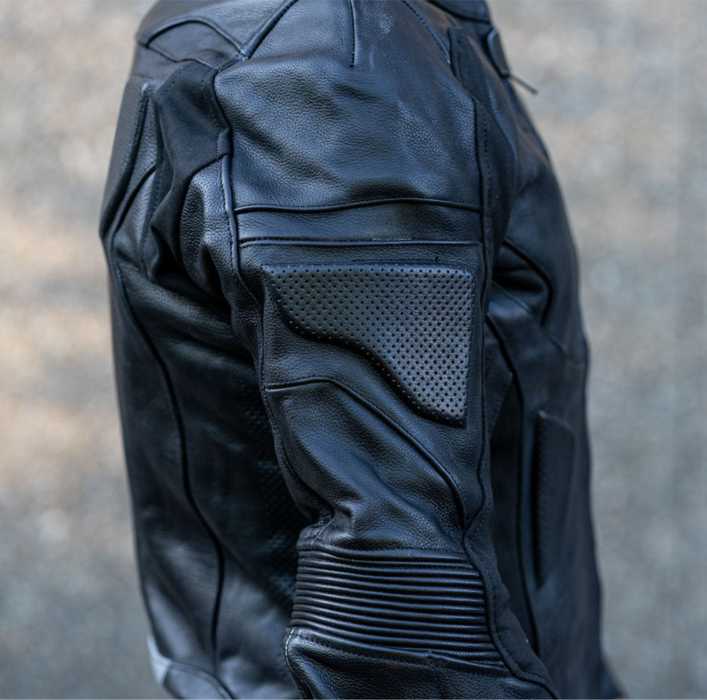 Airflow 2.0 Black Armored Leather Motorcycle Jacket