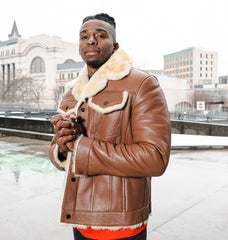 Mike's western Trucker shearling coat