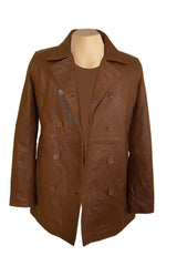 Corrina's Camel Leather Peacoat