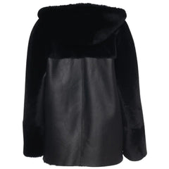 Elena Black Oversized Reversible Shearling Jacket