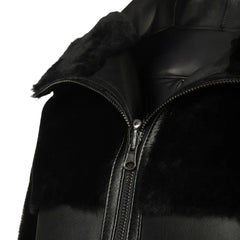 Elena Black Oversized Reversible Shearling Jacket