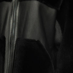 Elena Black Oversized Reversible Shearling Jacket
