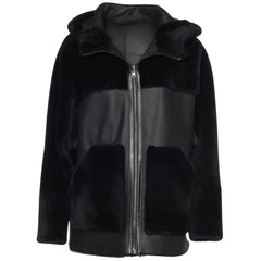 Elena Black Oversized Reversible Shearling Jacket