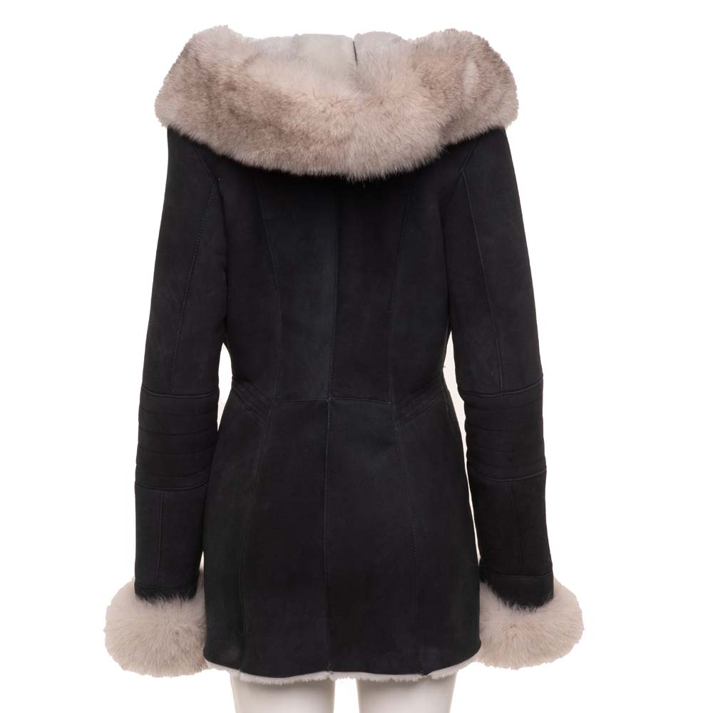 Izzy's Shearling coat with fox fur trim