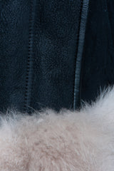 Cecily's Black Shearling Sheepskin With Fox Fur Trim