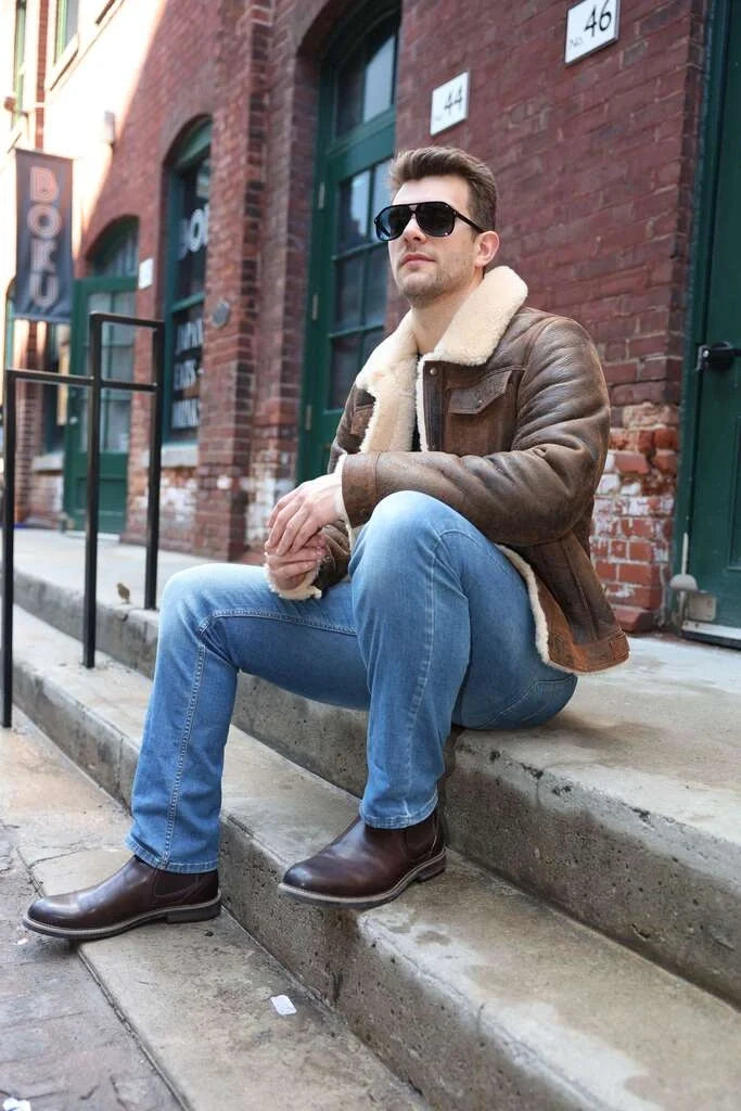 Kevin's Vintage trucker style shearling jacket