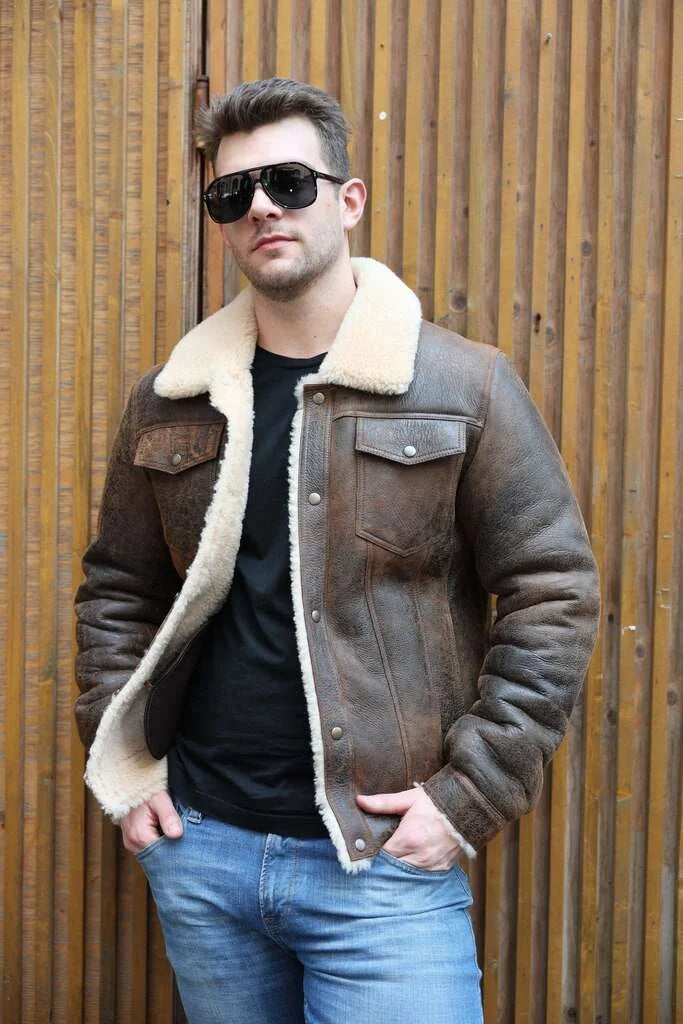 Kevin's Vintage trucker style shearling jacket