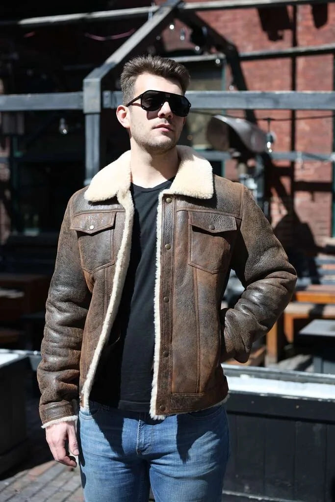 Kevin's Vintage trucker style shearling jacket