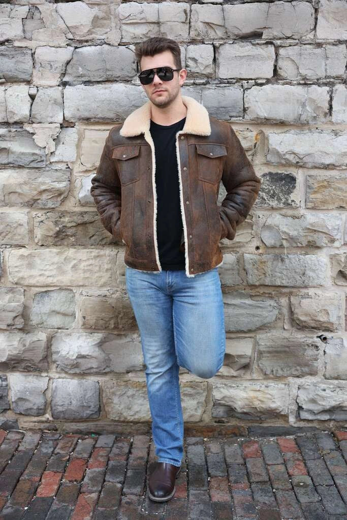 Kevin's Vintage trucker style shearling jacket