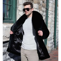 Peyton Black Mouton Shearling coat with Fox fur