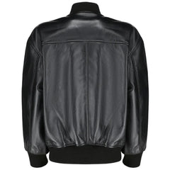 Mabel Black Oversized Leather Bomber Jacket