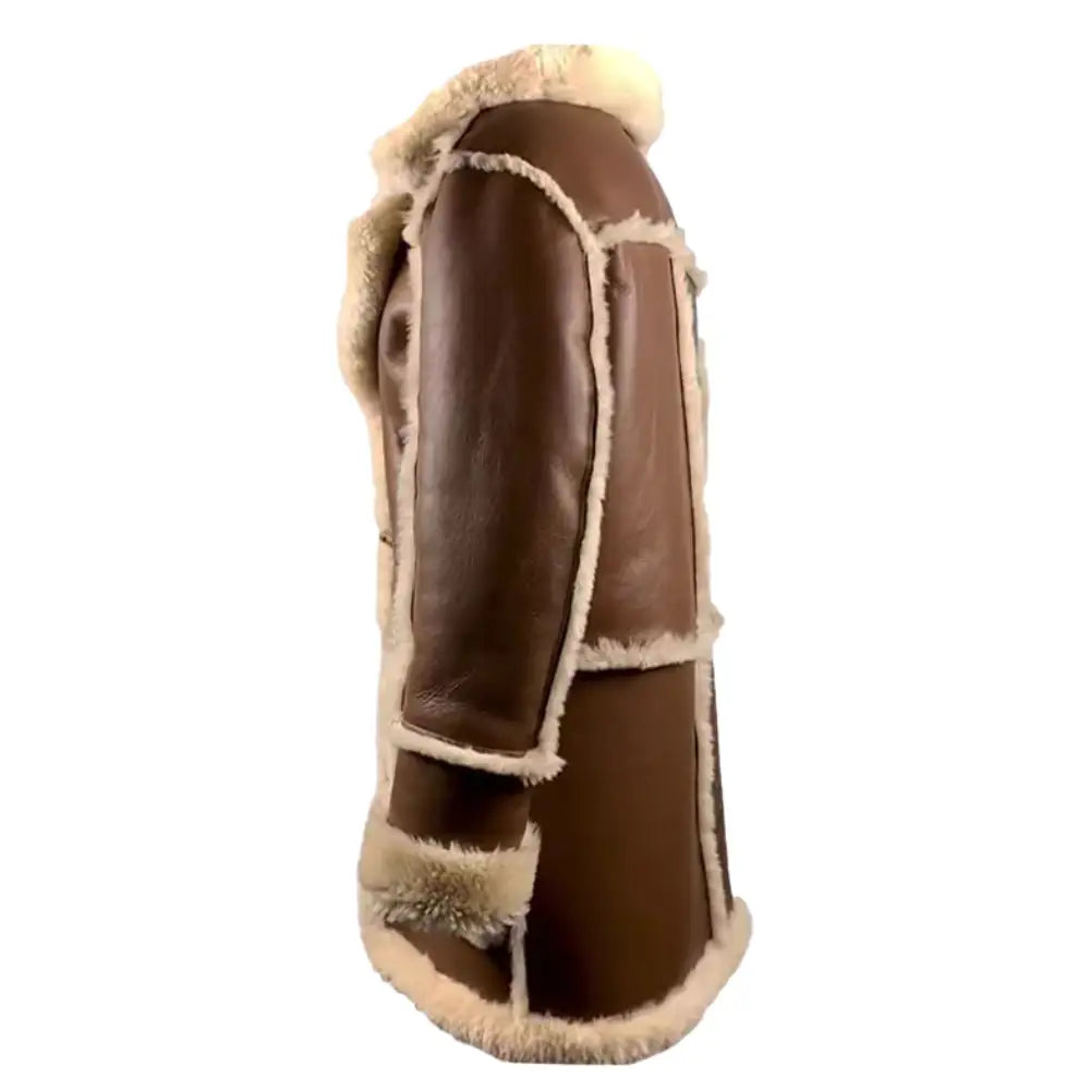 Brock's Brown shearling overcoat