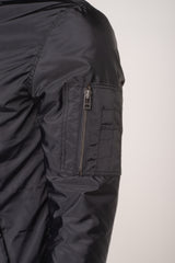 Allan's black Nylon flight jacket with ribbed waist