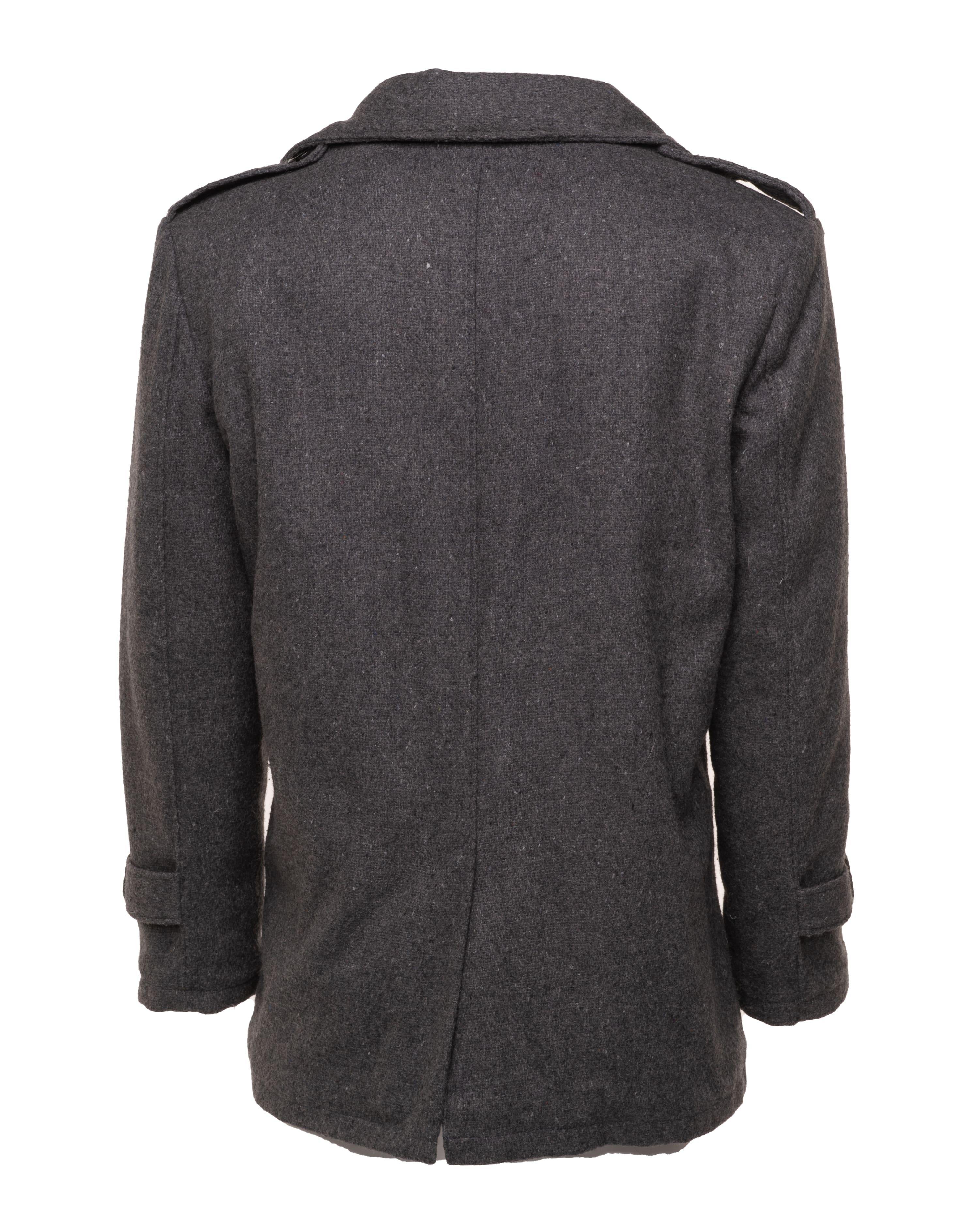 Deon John's Grey wool coat with epaulettes