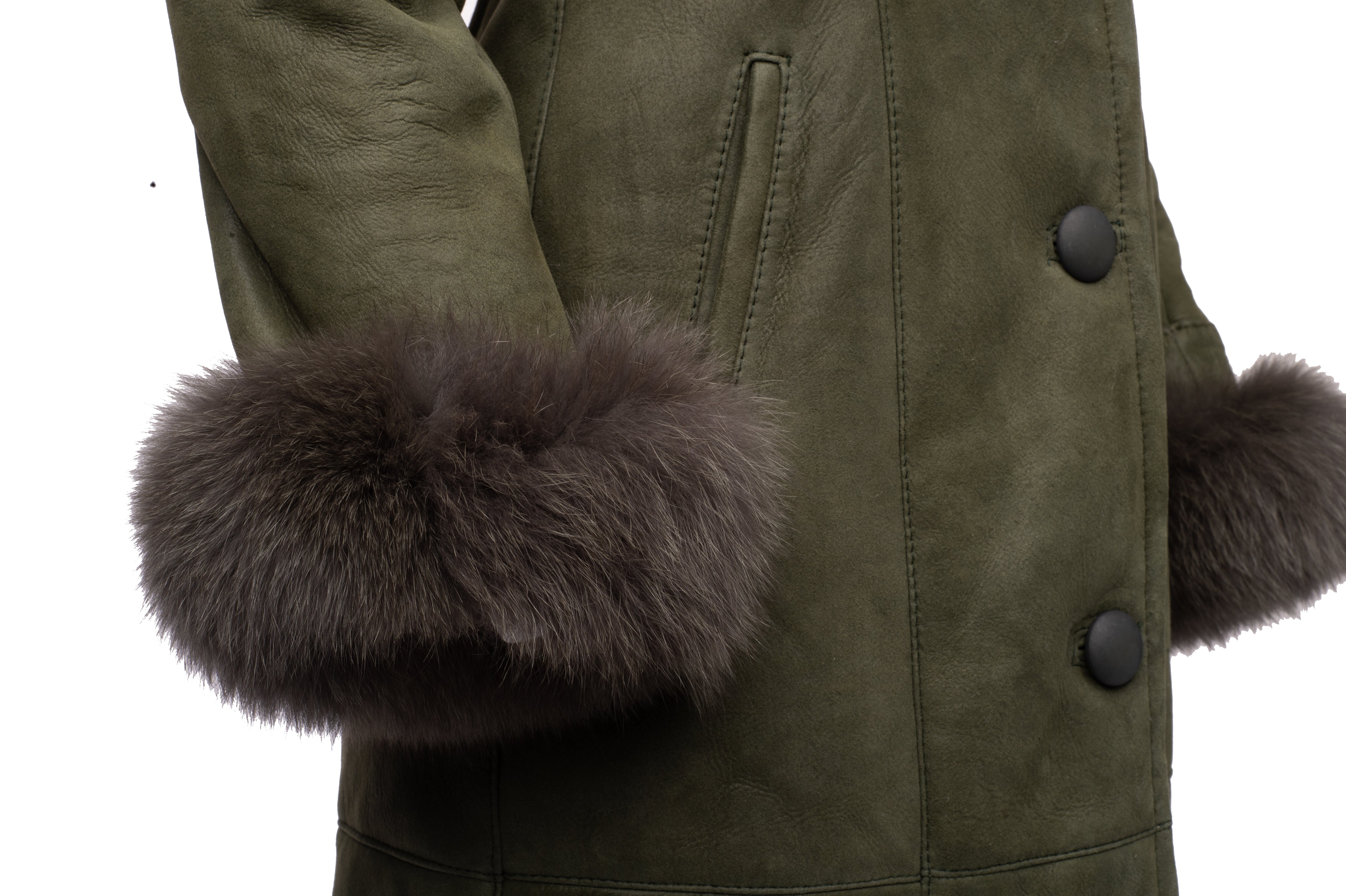 Caitlan's Shearling Sheepskin Full Length Long Coat With Fox Fur