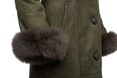 Caitlan's Shearling Sheepskin Full Length Long Coat With Fox Fur