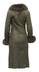 Caitlan's Shearling Sheepskin Full Length Long Coat With Fox Fur