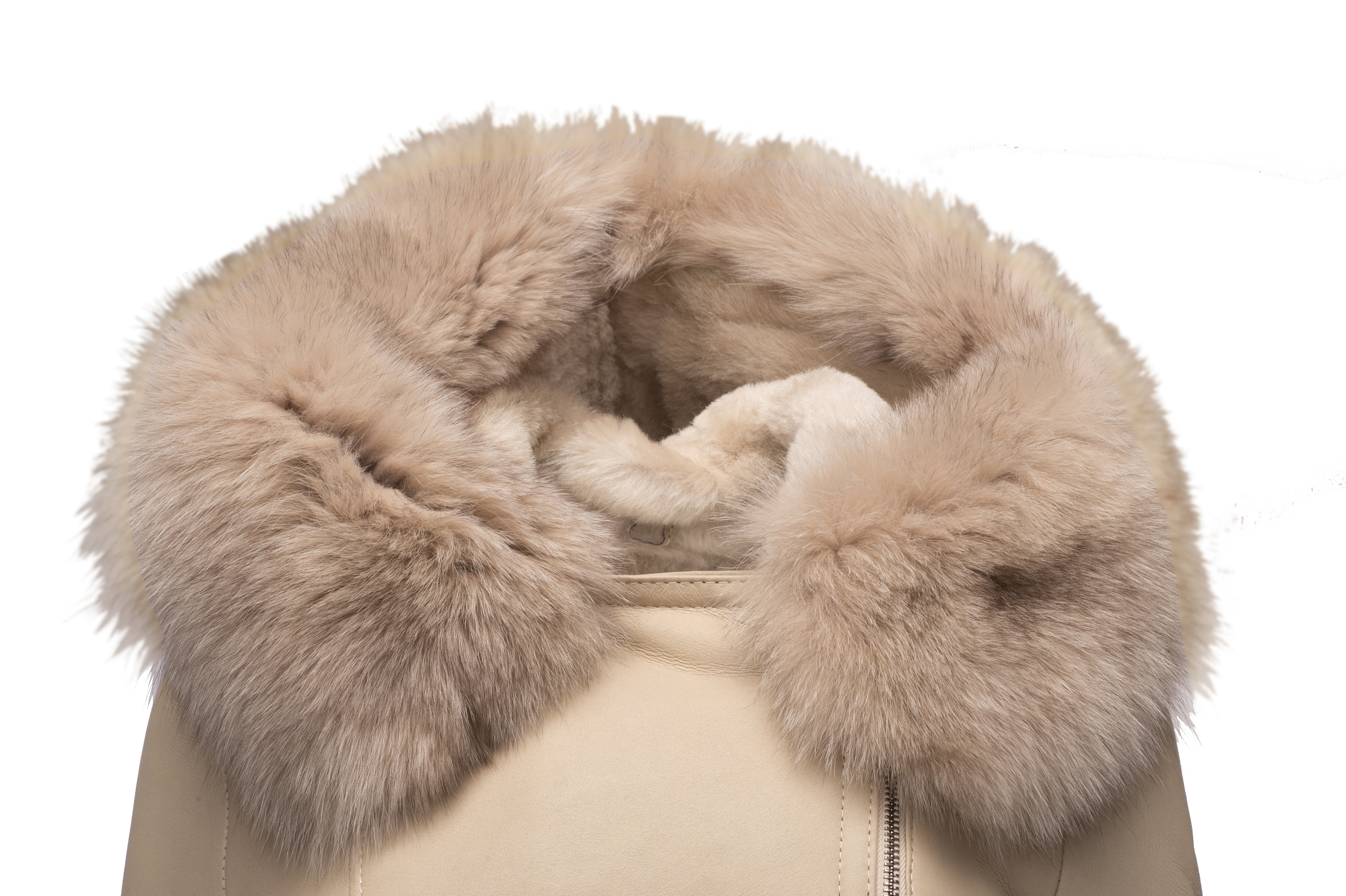 Gracie's Hooded Sheepskin Shearling Jacket With Fox Fur